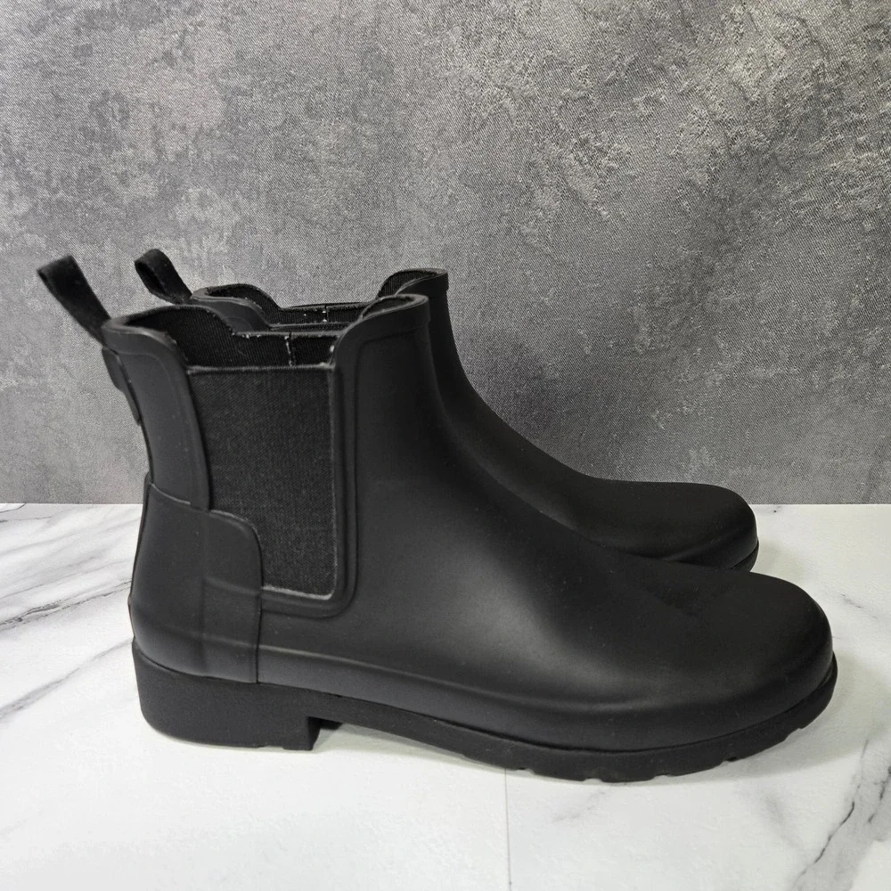 Hunter Womens Size 8 Black Original Refined Slim Fit Chelsea Ankle Rain Boots